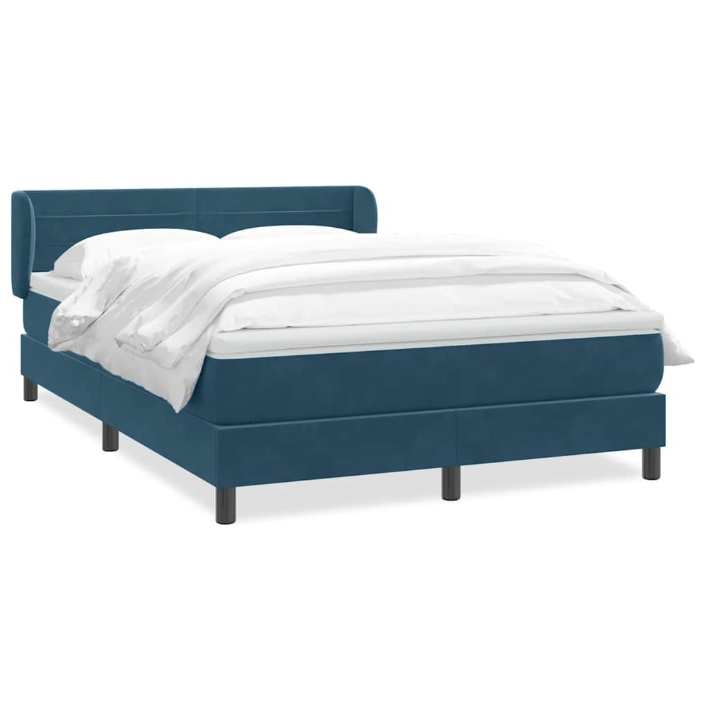 Giroletto a Molle con Materasso Blu Scuro 160x210 cm in Velluto
