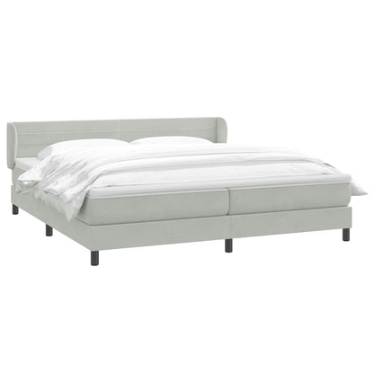 Giroletto a Molle con Materassi Grigio Chiaro 180x210cm Velluto