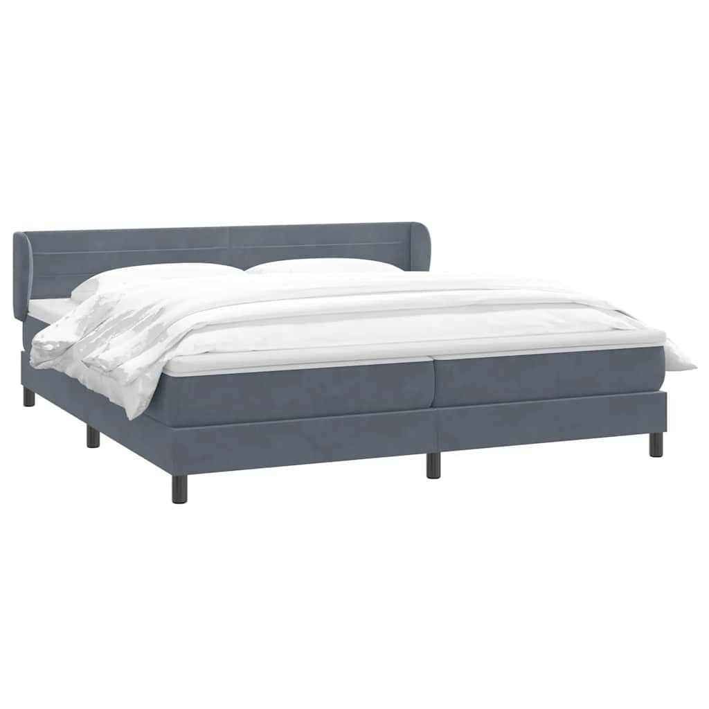 Giroletto a Molle con Materassi Grigio Scuro 180x210 cm Velluto
