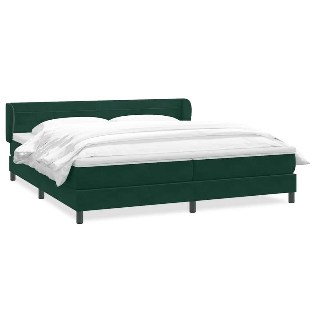 Giroletto a Molle con Materassi Verde Scuro 180x210 cm Velluto