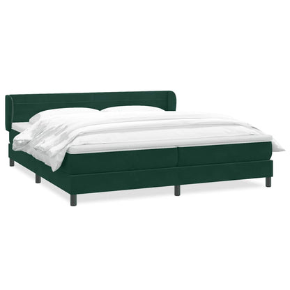 Giroletto a Molle con Materassi Verde Scuro 180x210 cm Velluto
