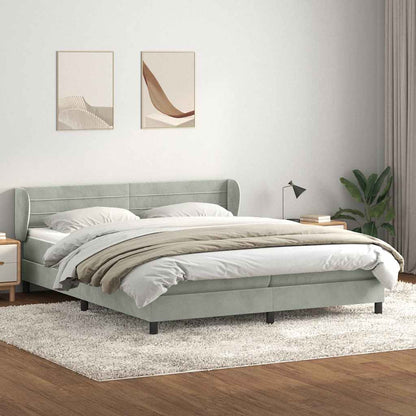Giroletto a Molle con Materassi Grigio Chiaro 200x210cm Velluto