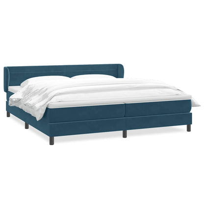 Giroletto a Molle con Materassi Blu Scuro 200x210 cm in Velluto