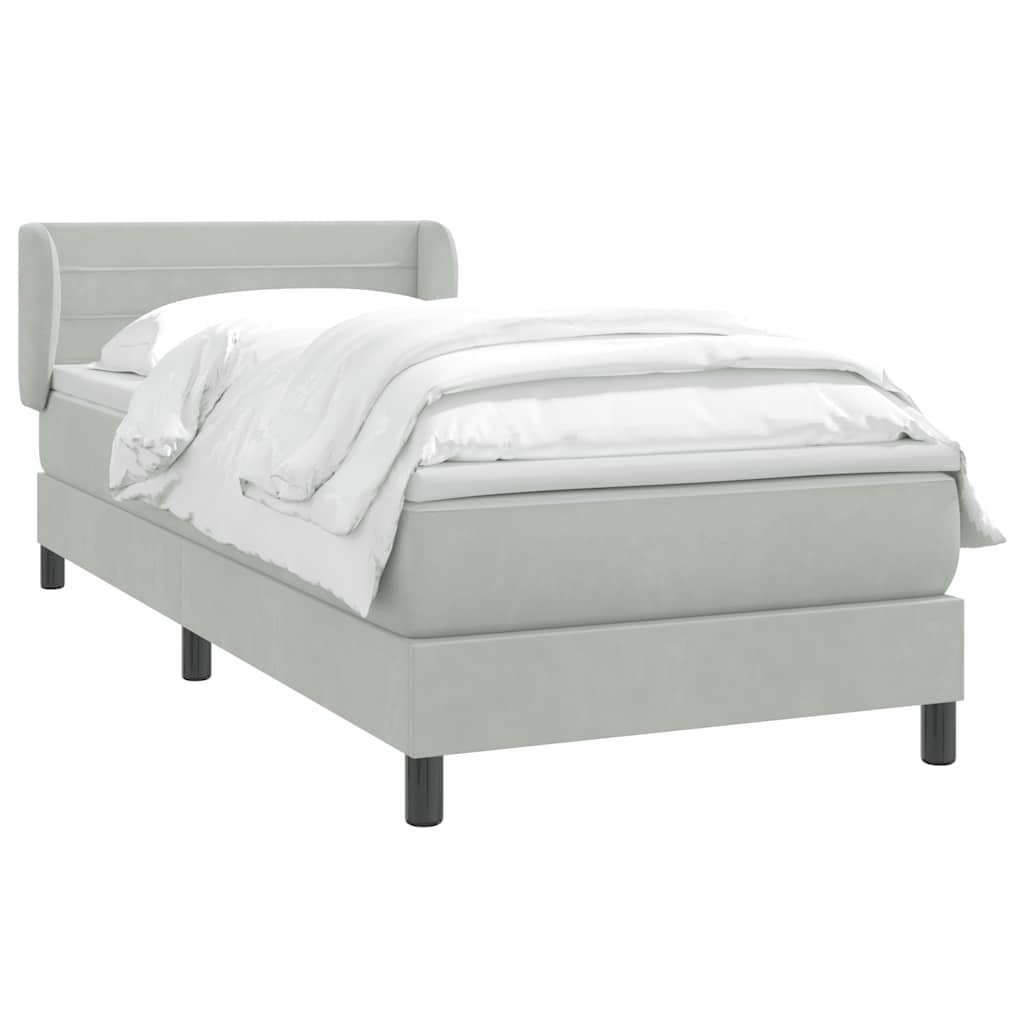 Giroletto a Molle con Materasso Grigio Chiaro 80x220 cm Velluto