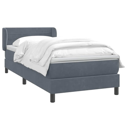 Giroletto a Molle con Materasso Grigio Scuro 80x220 cm Velluto