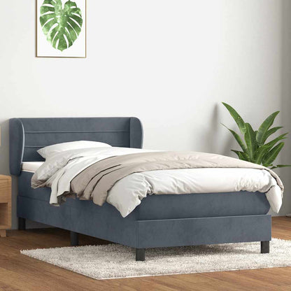 Giroletto a Molle con Materasso Grigio Scuro 80x220 cm Velluto