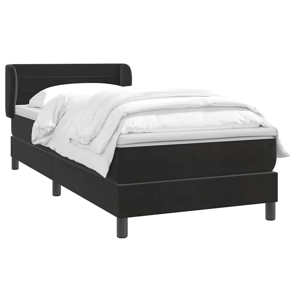 Giroletto a Molle con Materasso Nero 80x220 cm Velluto