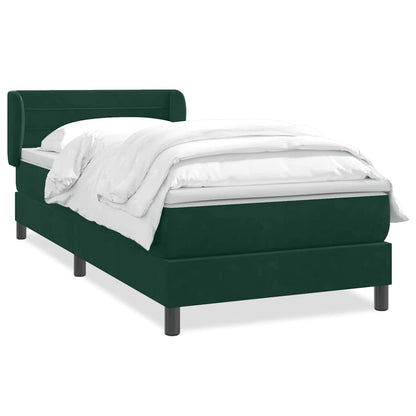 Giroletto a Molle con Materasso Verde Scuro 80x220 cm Velluto