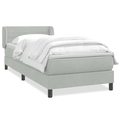Giroletto a Molle con Materasso Grigio Chiaro 90x220 cm Velluto