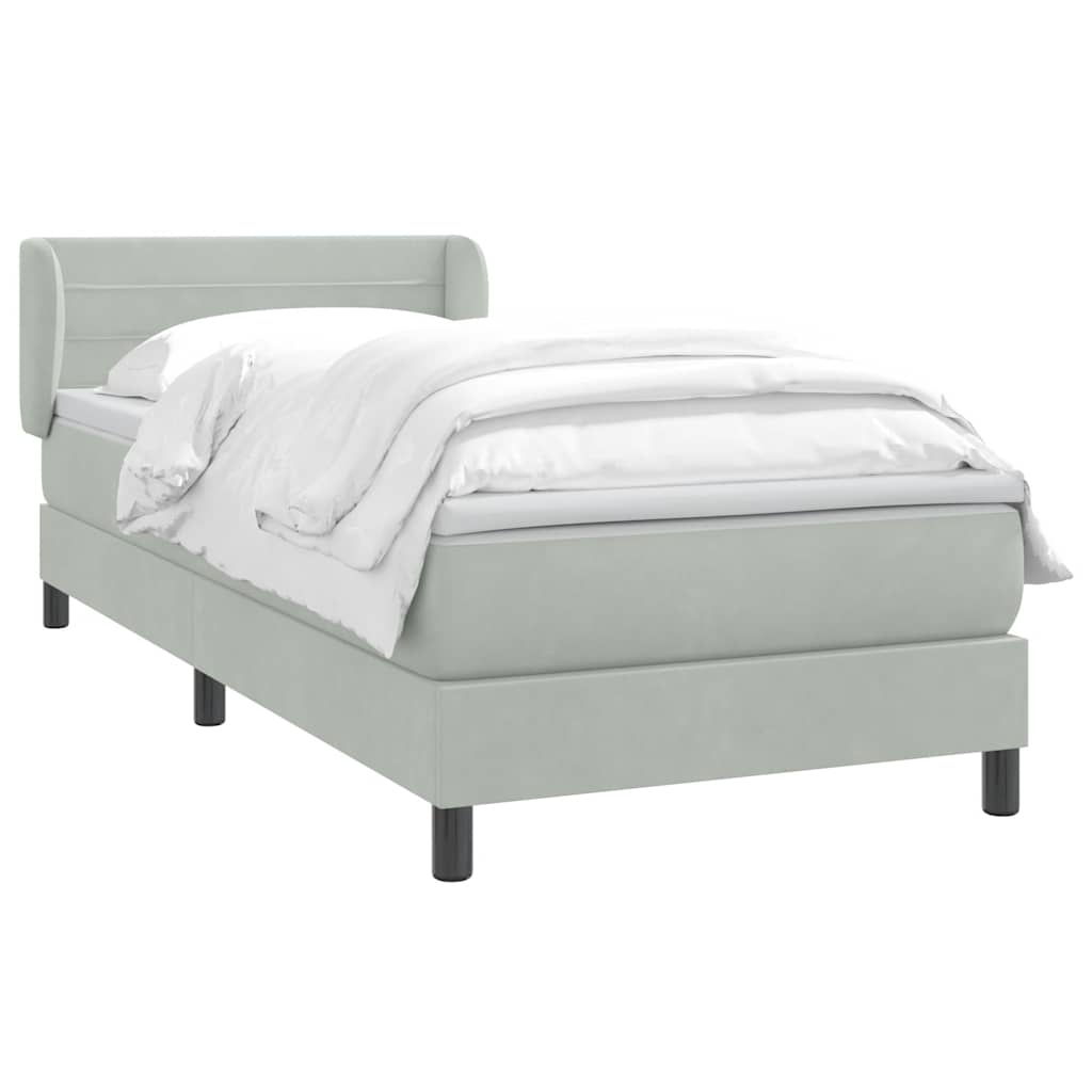 Giroletto a Molle con Materasso Grigio Chiaro 90x220 cm Velluto