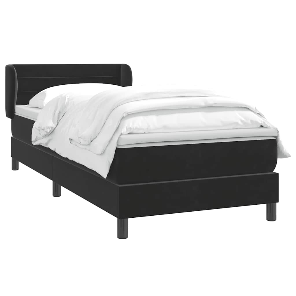 Giroletto a Molle con Materasso Nero 90x220 cm in Velluto