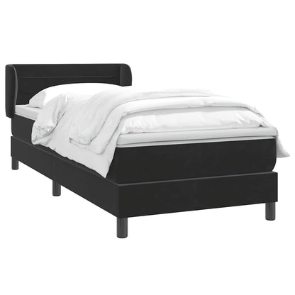 Giroletto a Molle con Materasso Nero 90x220 cm in Velluto