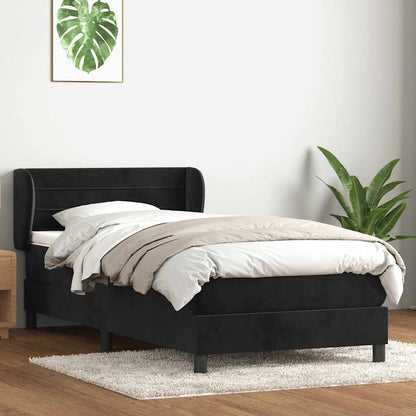 Giroletto a Molle con Materasso Nero 90x220 cm in Velluto