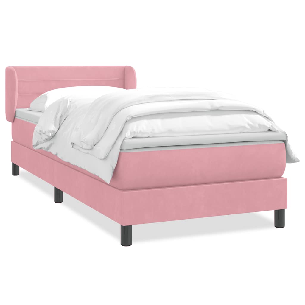 Giroletto a Molle con Materasso Rosa 90x220 cm Velluto
