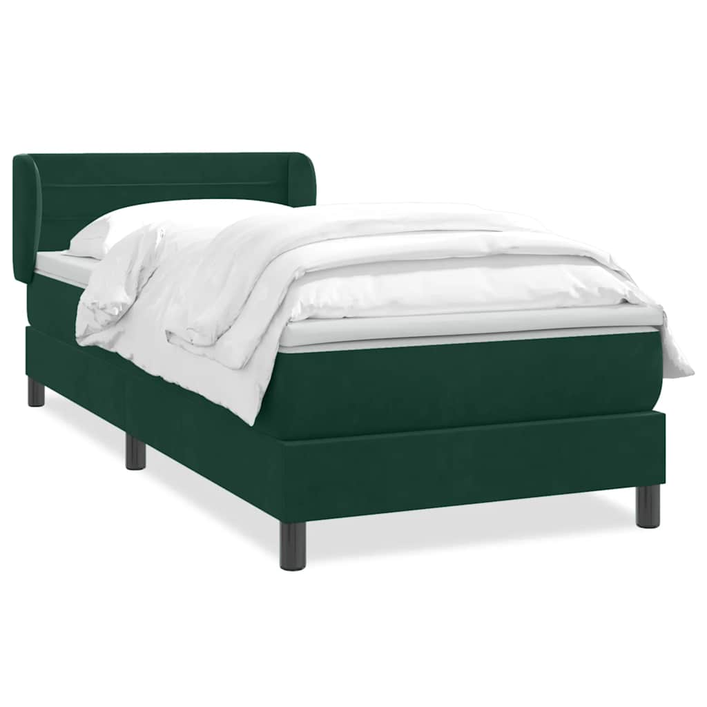 Giroletto a Molle con Materasso Verde Scuro 100x220 cm Velluto