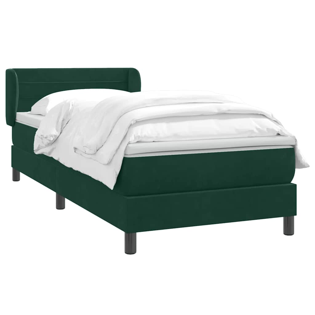 Giroletto a Molle con Materasso Verde Scuro 100x220 cm Velluto