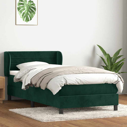 Giroletto a Molle con Materasso Verde Scuro 100x220 cm Velluto