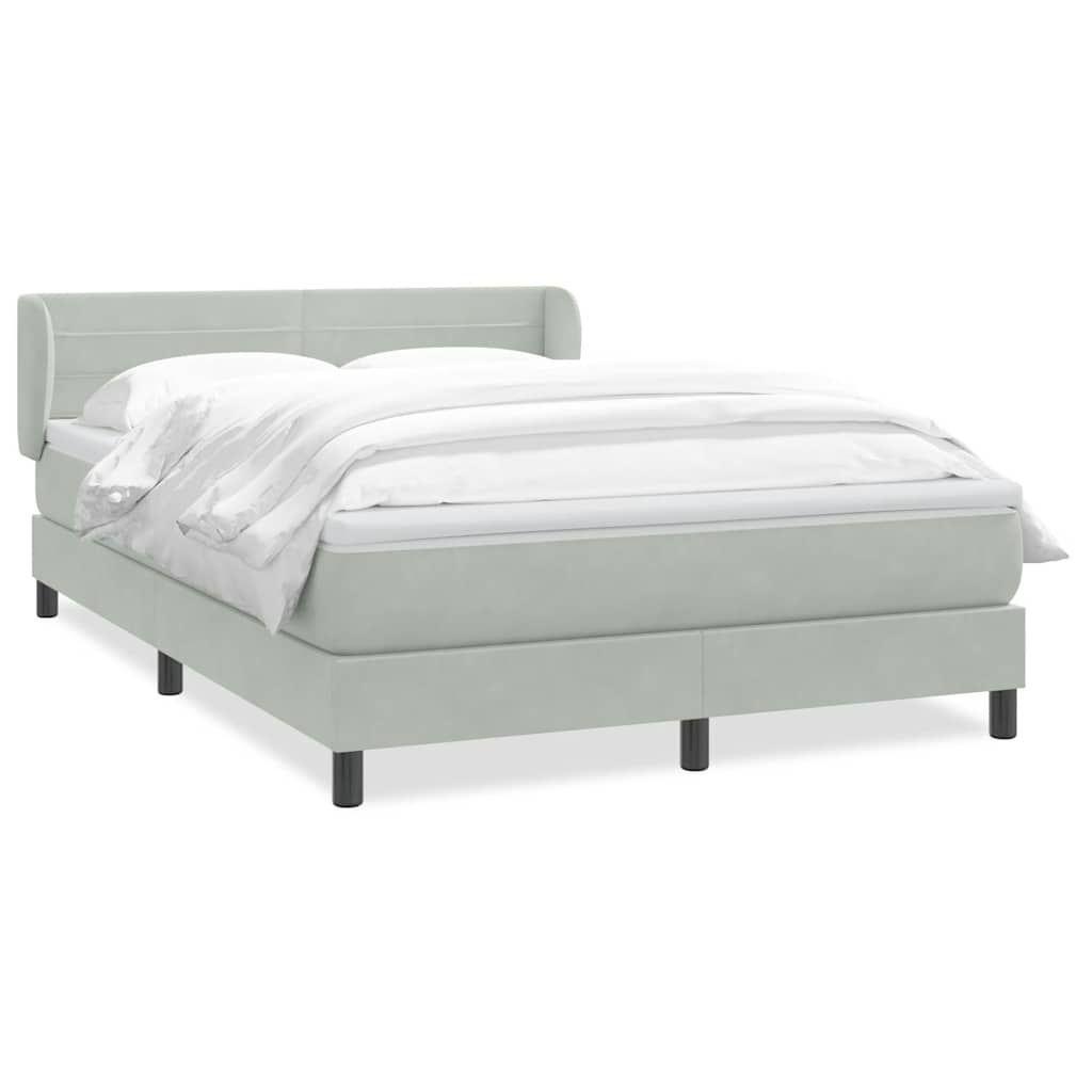 Giroletto a Molle con Materasso Grigio Chiaro 140x220cm Velluto