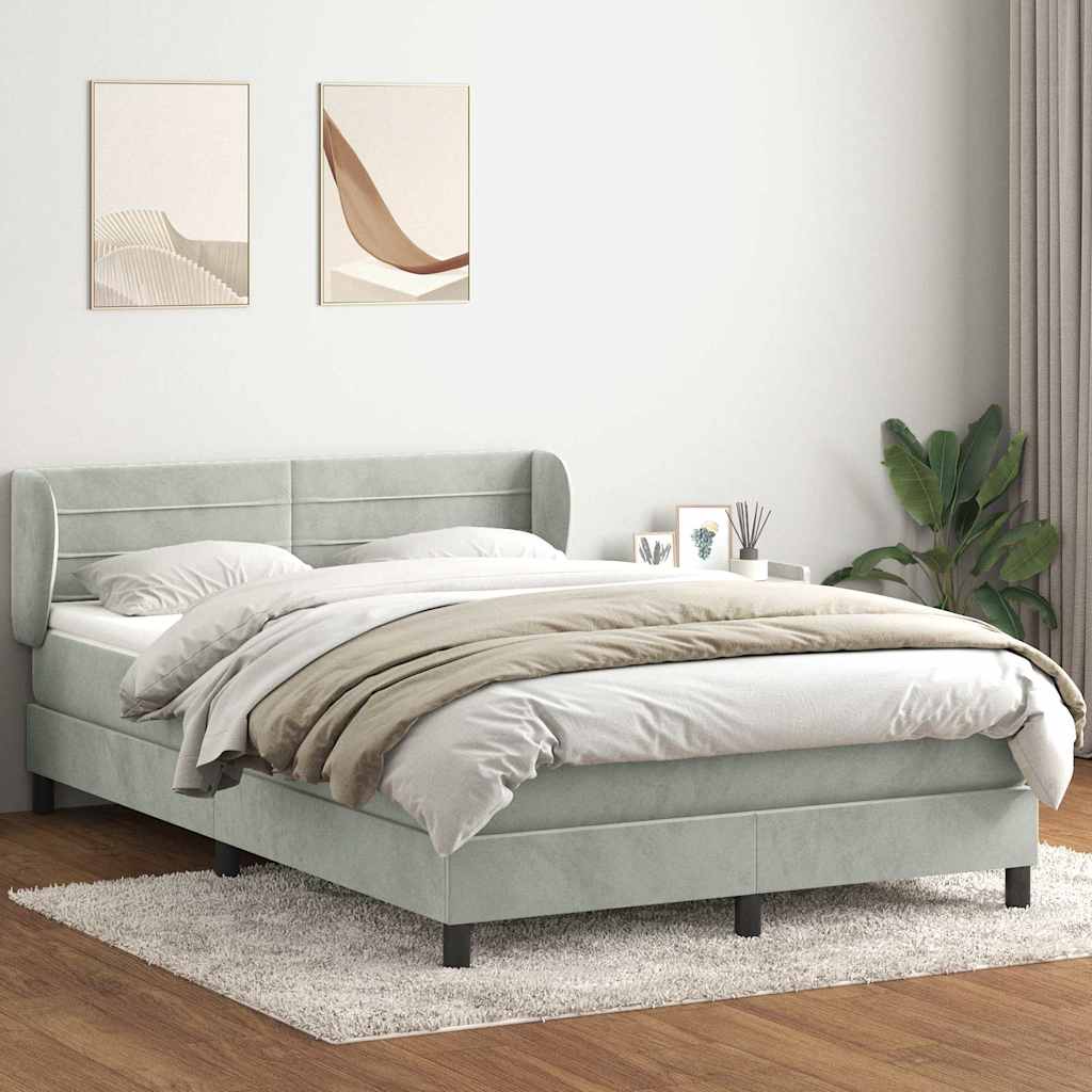 Giroletto a Molle con Materasso Grigio Chiaro 140x220cm Velluto