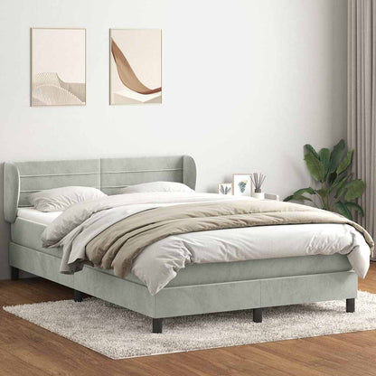 Giroletto a Molle con Materasso Grigio Chiaro 140x220cm Velluto