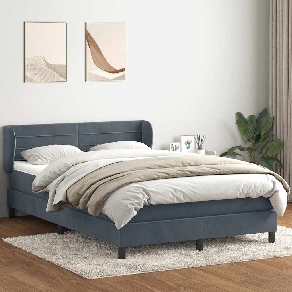 Giroletto a Molle con Materasso Grigio Scuro 140x220 cm Velluto