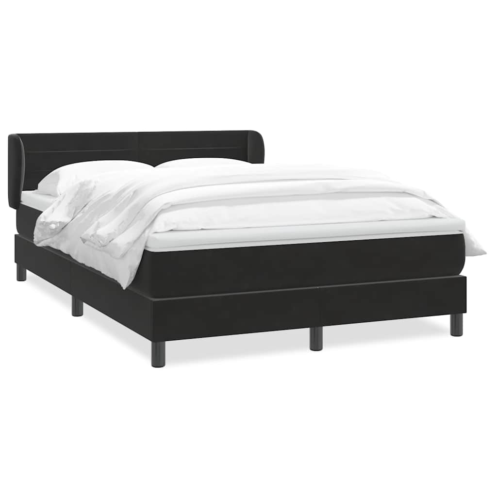 Giroletto a Molle con Materasso Nero 140x220 cm in Velluto