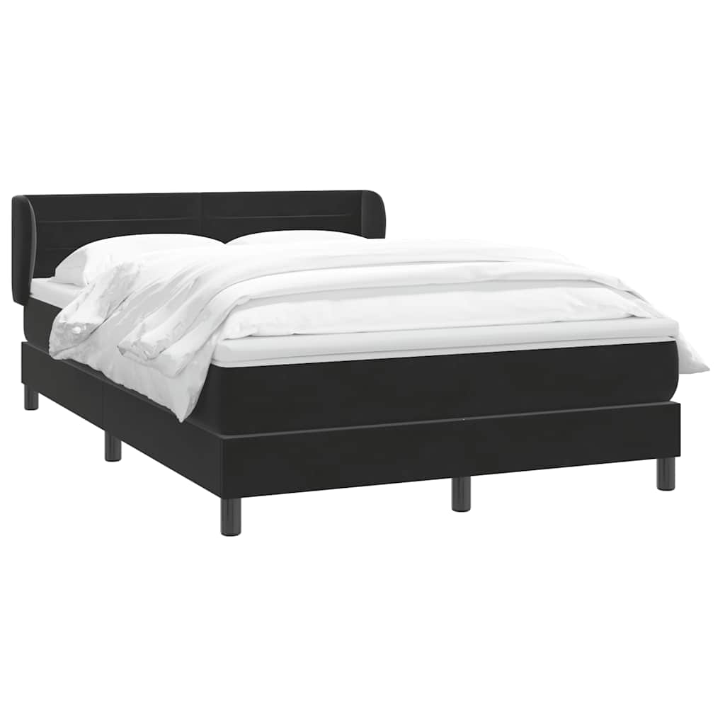 Giroletto a Molle con Materasso Nero 140x220 cm in Velluto