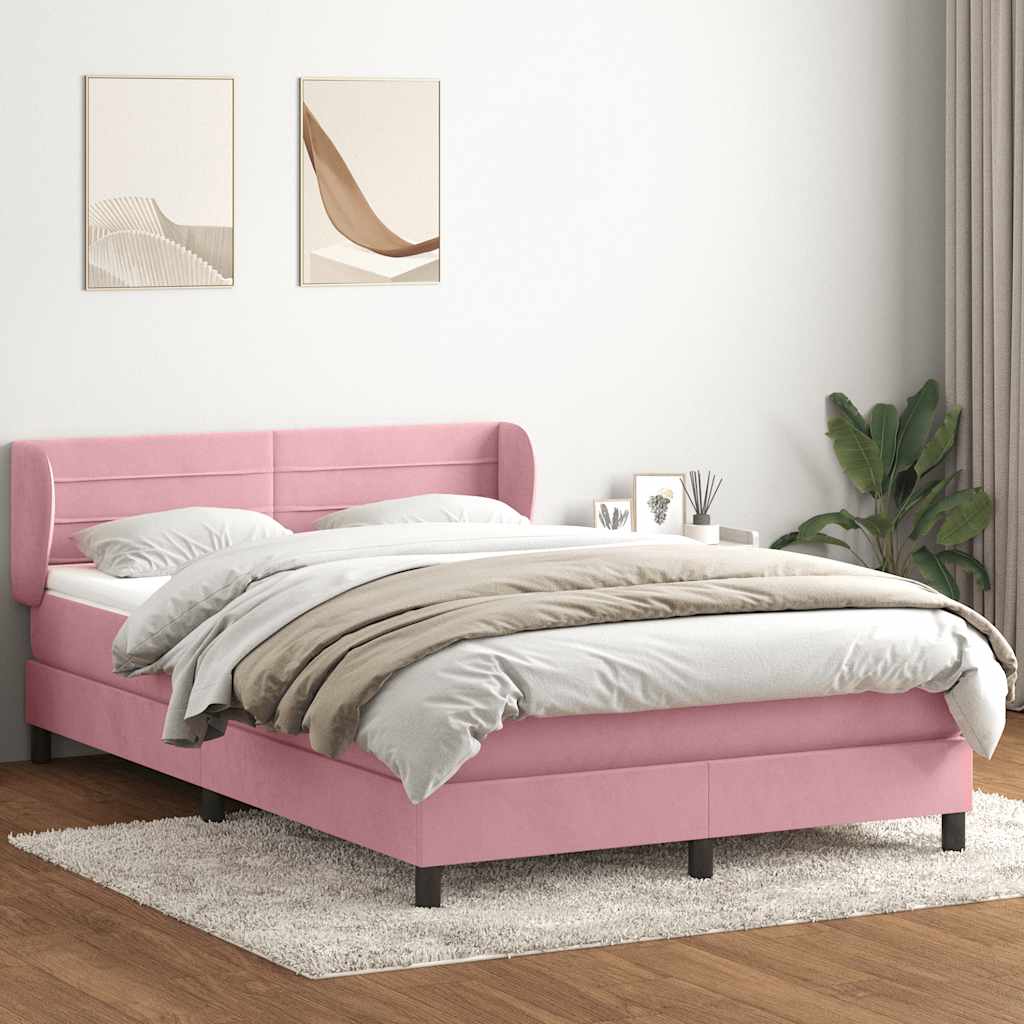 Giroletto a Molle con Materasso Rosa 140x220 cm in Velluto