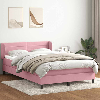 Giroletto a Molle con Materasso Rosa 140x220 cm in Velluto