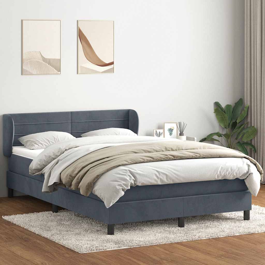 Giroletto a Molle con Materasso Grigio Scuro 160x220 cm Velluto