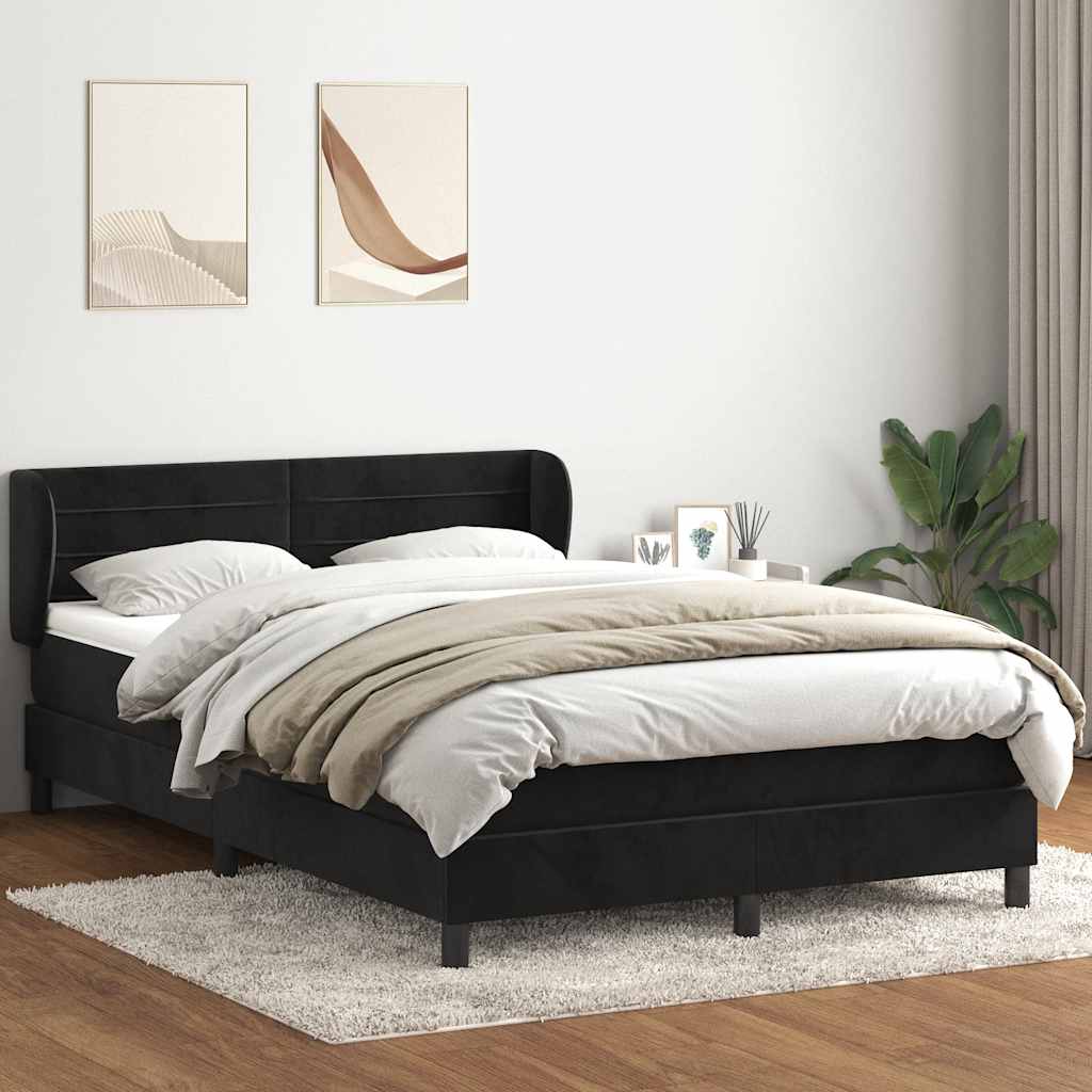 Giroletto a Molle con Materasso Nero 160x220 cm in Velluto