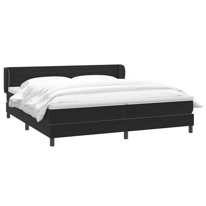 Giroletto a Molle con Materassi Nero 180x220 cm in Velluto