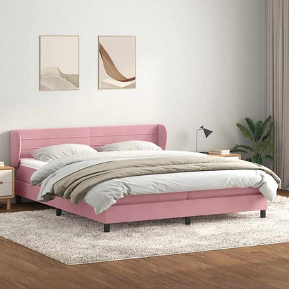 Giroletto a Molle con Materassi Rosa 180x220 cm in Velluto
