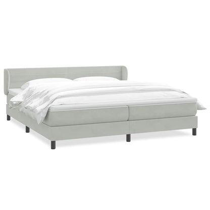 Giroletto a Molle con Materassi Grigio Chiaro 200x220cm Velluto