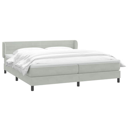 Giroletto a Molle con Materassi Grigio Chiaro 200x220cm Velluto
