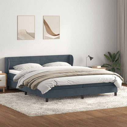 Giroletto a Molle con Materassi Grigio Scuro 200x220 cm Velluto