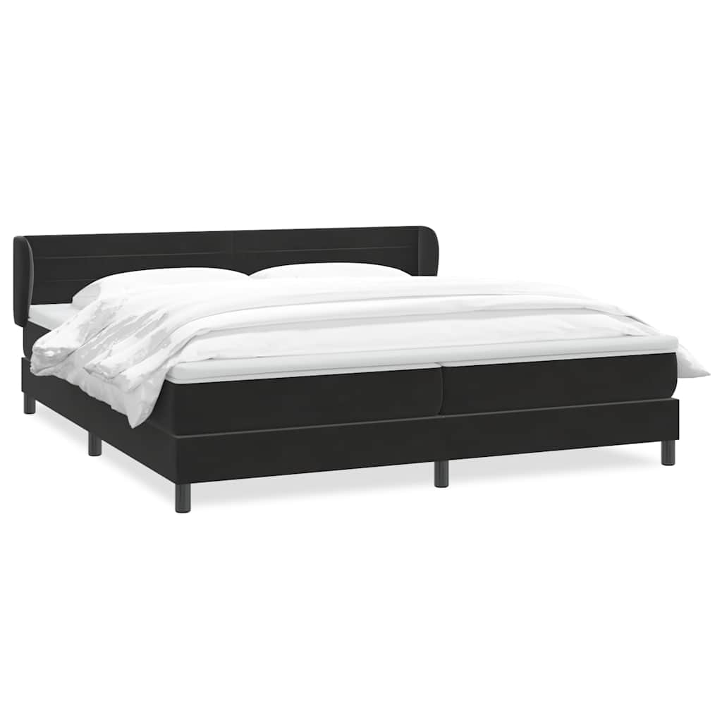 Giroletto a Molle con Materassi Nero 200x220 cm in Velluto