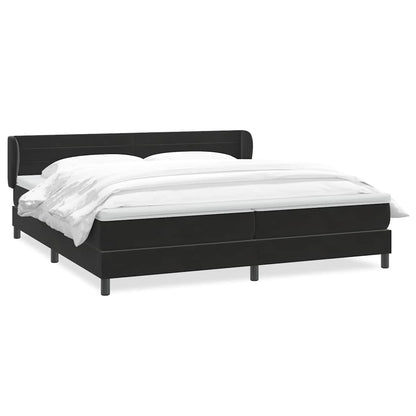 Giroletto a Molle con Materassi Nero 200x220 cm in Velluto