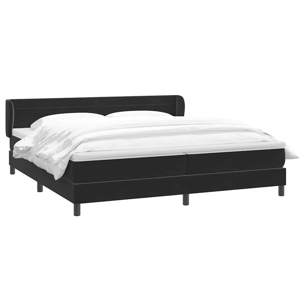 Giroletto a Molle con Materassi Nero 200x220 cm in Velluto