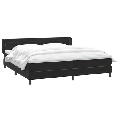 Giroletto a Molle con Materassi Nero 200x220 cm in Velluto