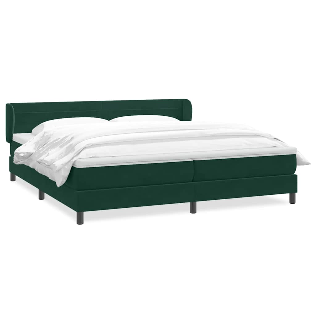 Giroletto a Molle con Materassi Verde Scuro 200x220 cm Velluto