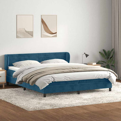 Giroletto a Molle con Materassi Blu Scuro 200x220 cm in Velluto