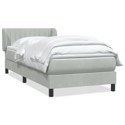 Giroletto a Molle con Materasso Grigio Chiaro 80x210 cm Velluto