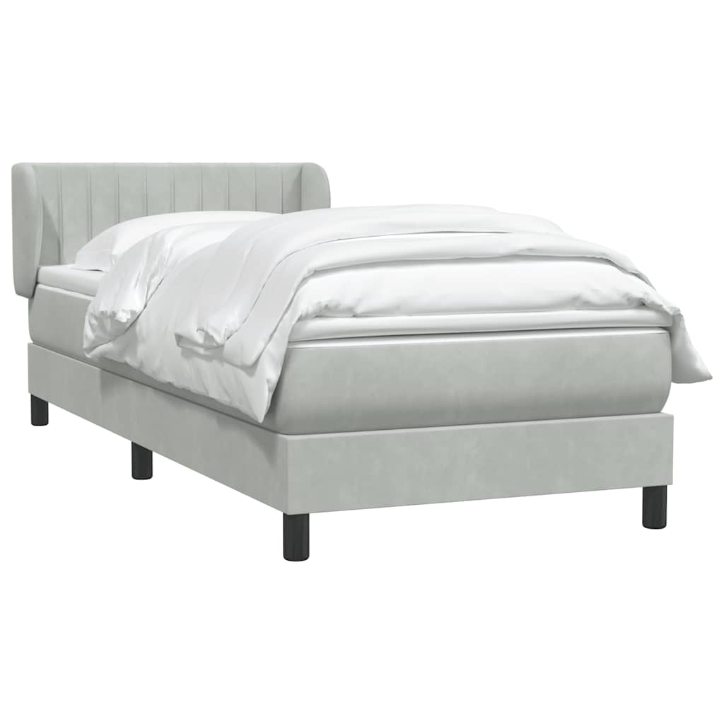 Giroletto a Molle con Materasso Grigio Chiaro 80x210 cm Velluto