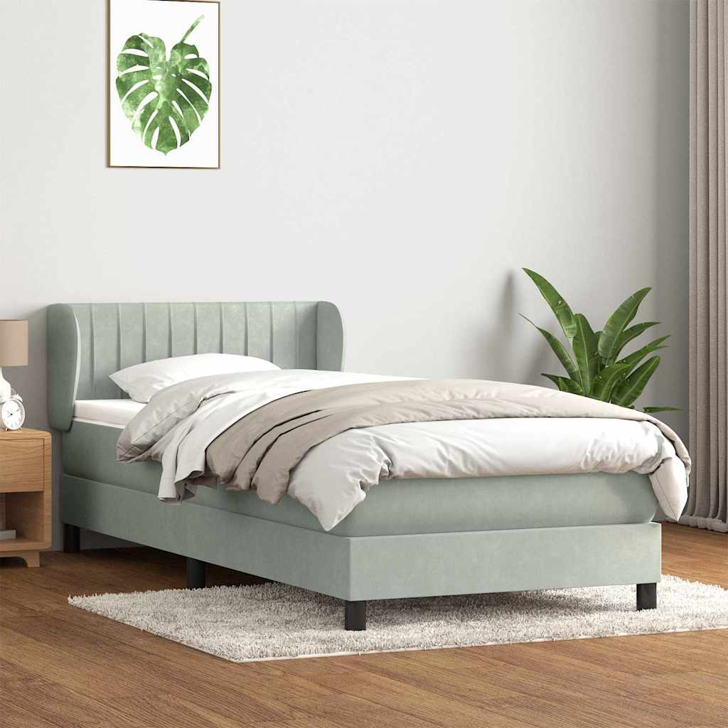Giroletto a Molle con Materasso Grigio Chiaro 80x210 cm Velluto