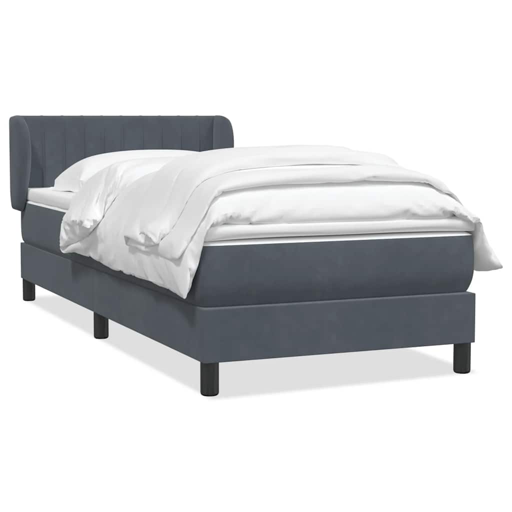 Giroletto a Molle con Materasso Grigio Scuro 80x210 cm Velluto