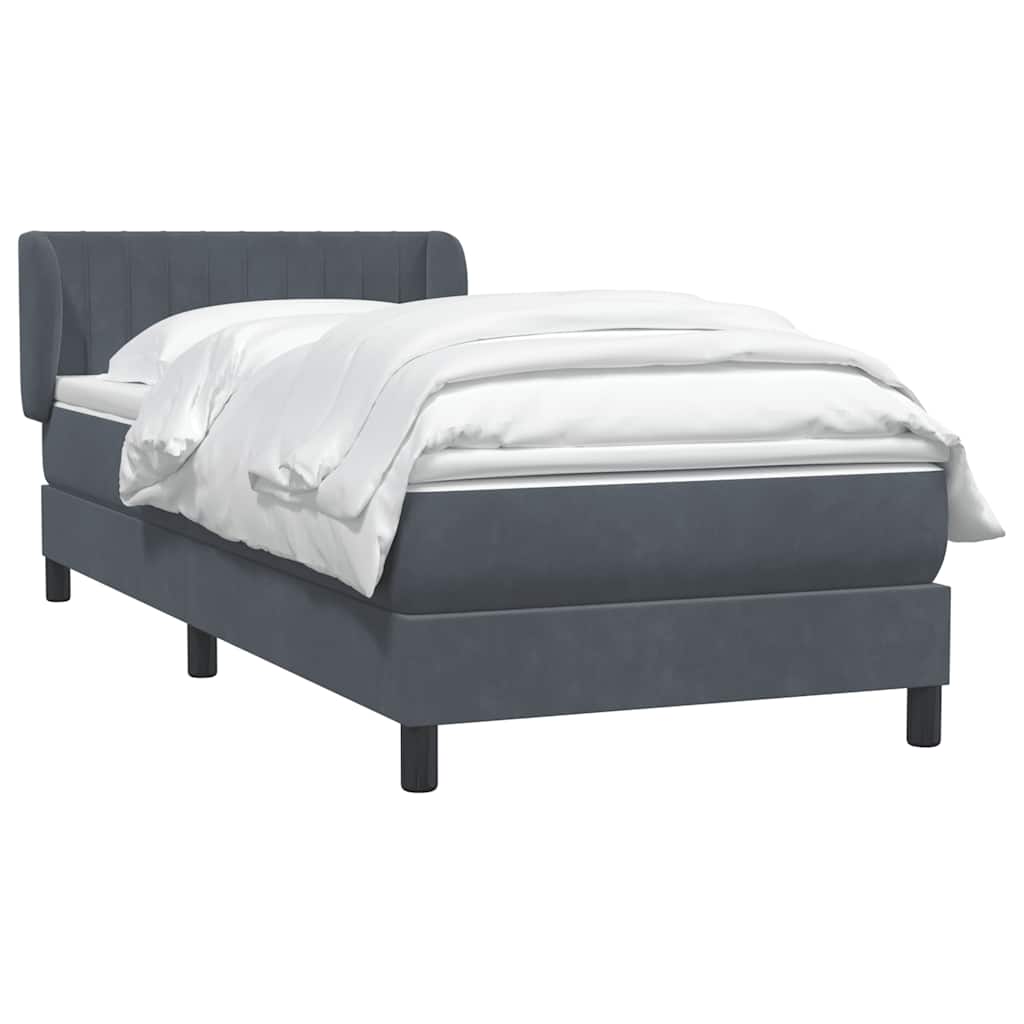 Giroletto a Molle con Materasso Grigio Scuro 80x210 cm Velluto