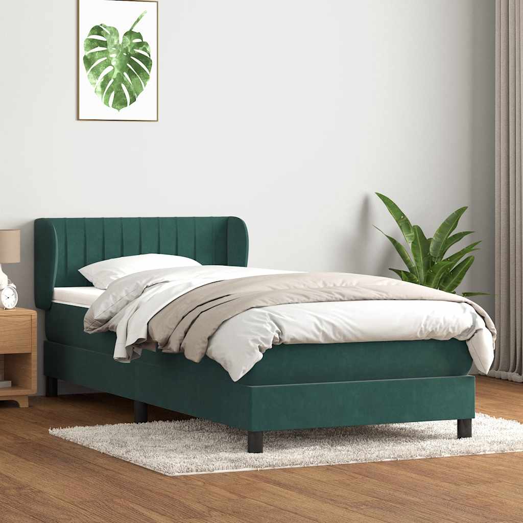 Giroletto a Molle con Materasso Verde Scuro 80x210 cm Velluto