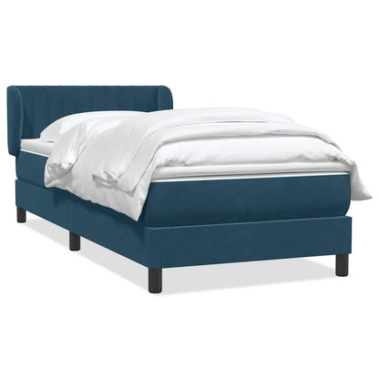 Giroletto a Molle con Materasso Blu Scuro 80x210 cm Velluto