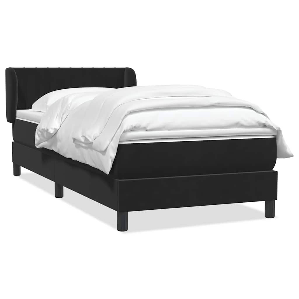 Giroletto a Molle con Materasso Nero 90x210 cm in Velluto